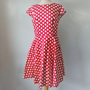 Dressystar Red White Polka Dot Vintage Swing Dress Cap Sleeve Rockabilly Large